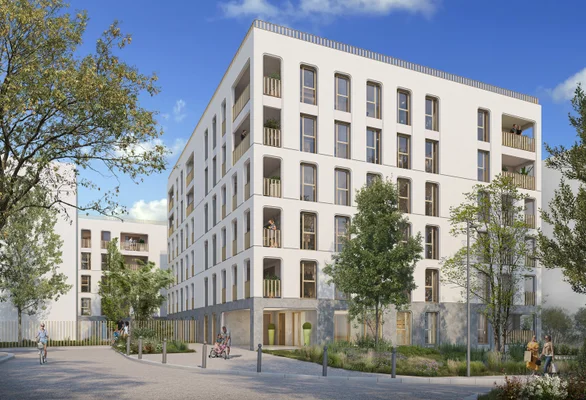 La résidence Séquence vue depuis la rue, écoquartier Cité Créative de Montpellier